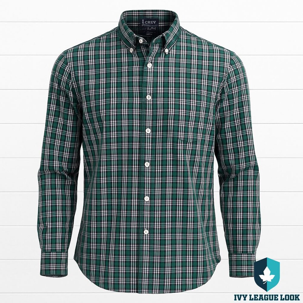 J.Crew Green Plaid Flex Washed Shirt L Classic Ivy Collegiate Preppy